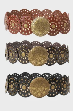 Boho Western Cowgirl Wide Cinto de Disco Oco