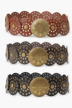 Boho Western Cowgirl Wide Cinto de Disco Oco