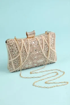Bolsa de bordado de pérola reto