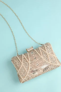 Bolsa de bordado de pérola reto