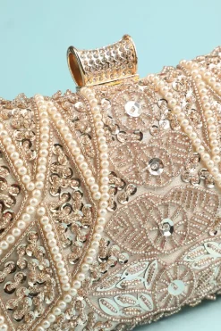 Bolsa de bordado de pérola reto