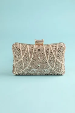 Bolsa de bordado de pérola reto