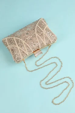 Bolsa de bordado de pérola reto