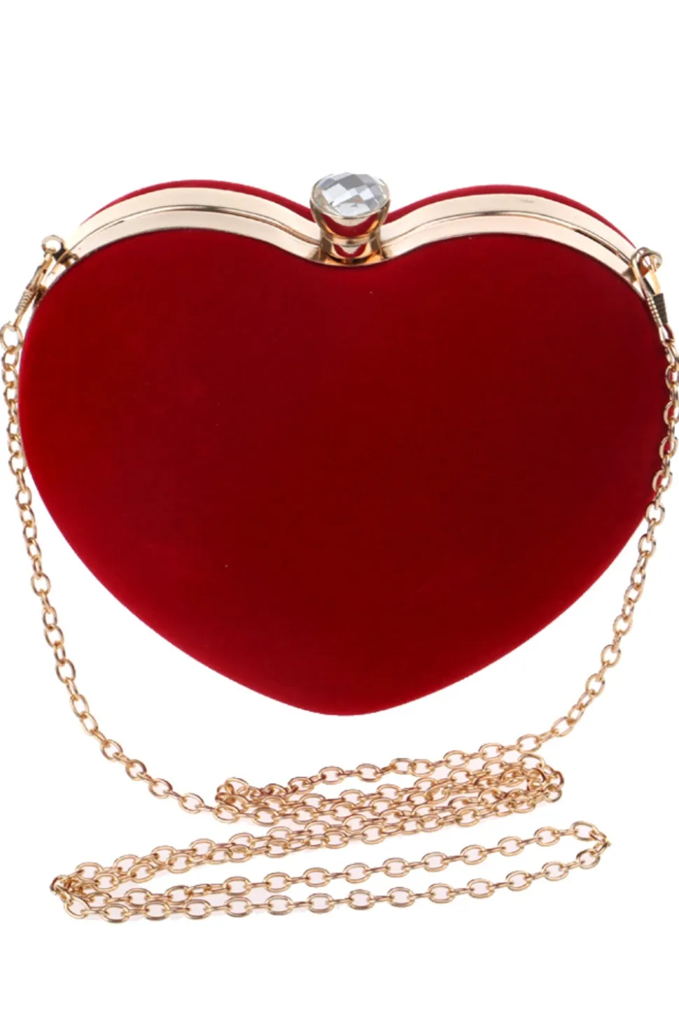 Bolsa de coração de veludo vermelho