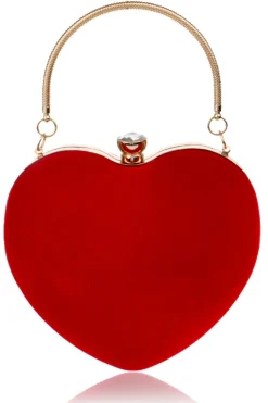 Bolsa de coração de veludo vermelho