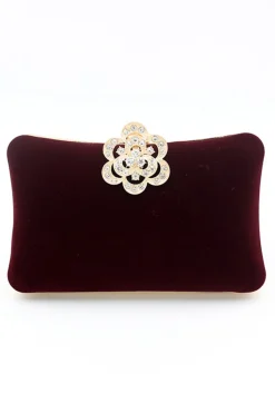 Bolsa de ombro de veludo de veludo borgonha