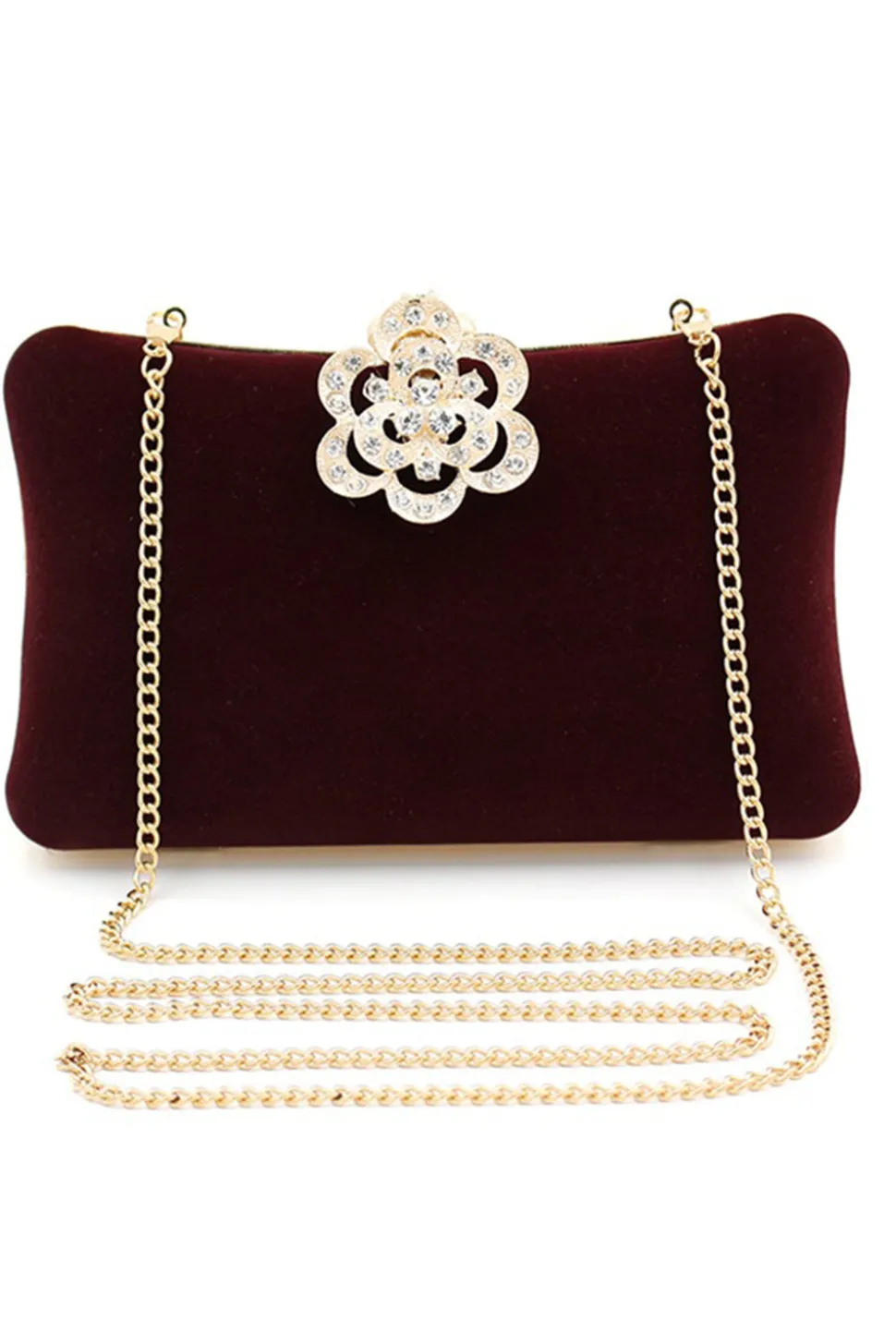Bolsa de ombro de veludo de veludo borgonha