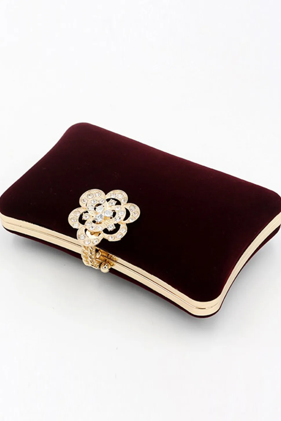 Bolsa de ombro de veludo de veludo borgonha