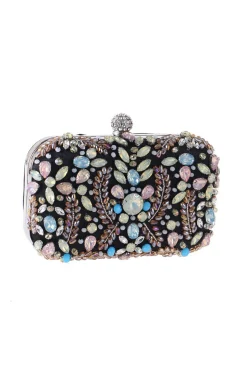 Bolsa preta delicada com strass