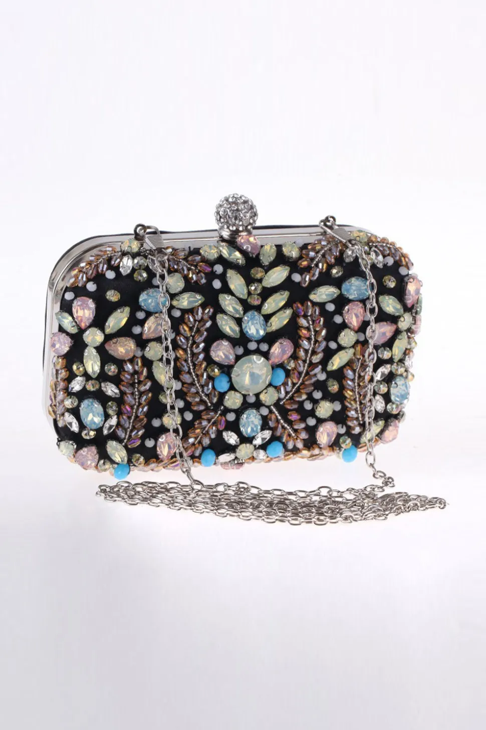 Bolsa preta delicada com strass