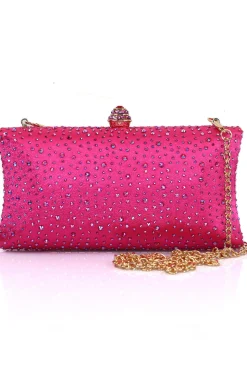 Bolsa Sparkly Fuchsia Rhinestone Evening Party