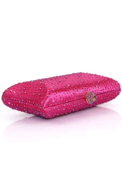 Bolsa Sparkly Fuchsia Rhinestone Evening Party