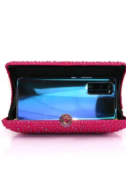 Bolsa Sparkly Fuchsia Rhinestone Evening Party