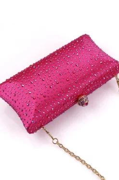 Bolsa Sparkly Fuchsia Rhinestone Evening Party