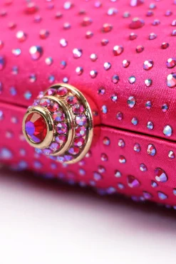 Bolsa Sparkly Fuchsia Rhinestone Evening Party
