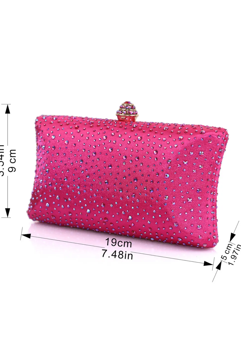 Bolsa Sparkly Fuchsia Rhinestone Evening Party