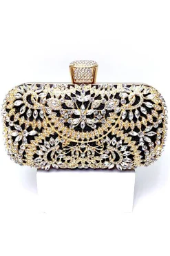 Bolsa Sparkly Rhinestone Black Evening Party