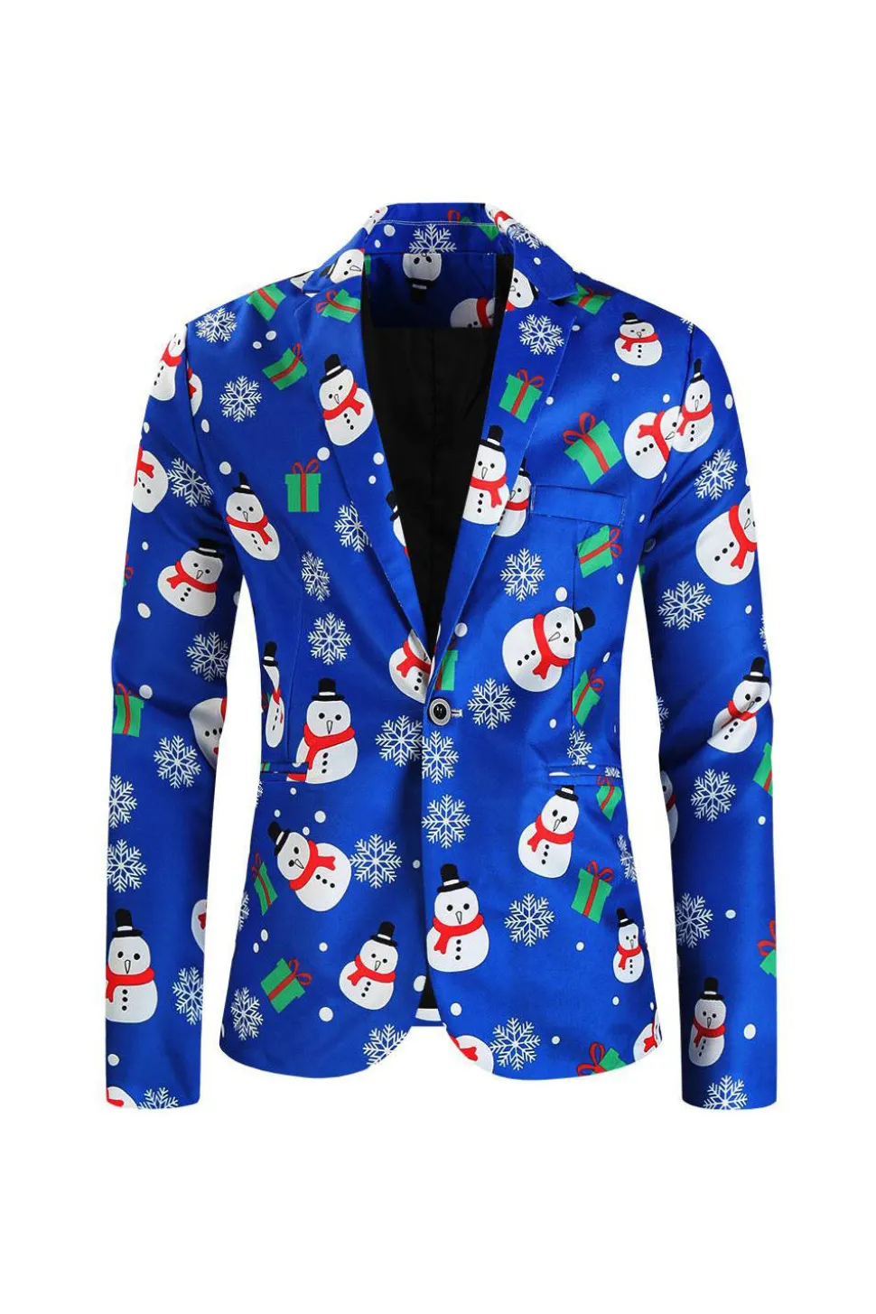 Boneco de neve azul impresso 3 peças ternos de Natal masculinos