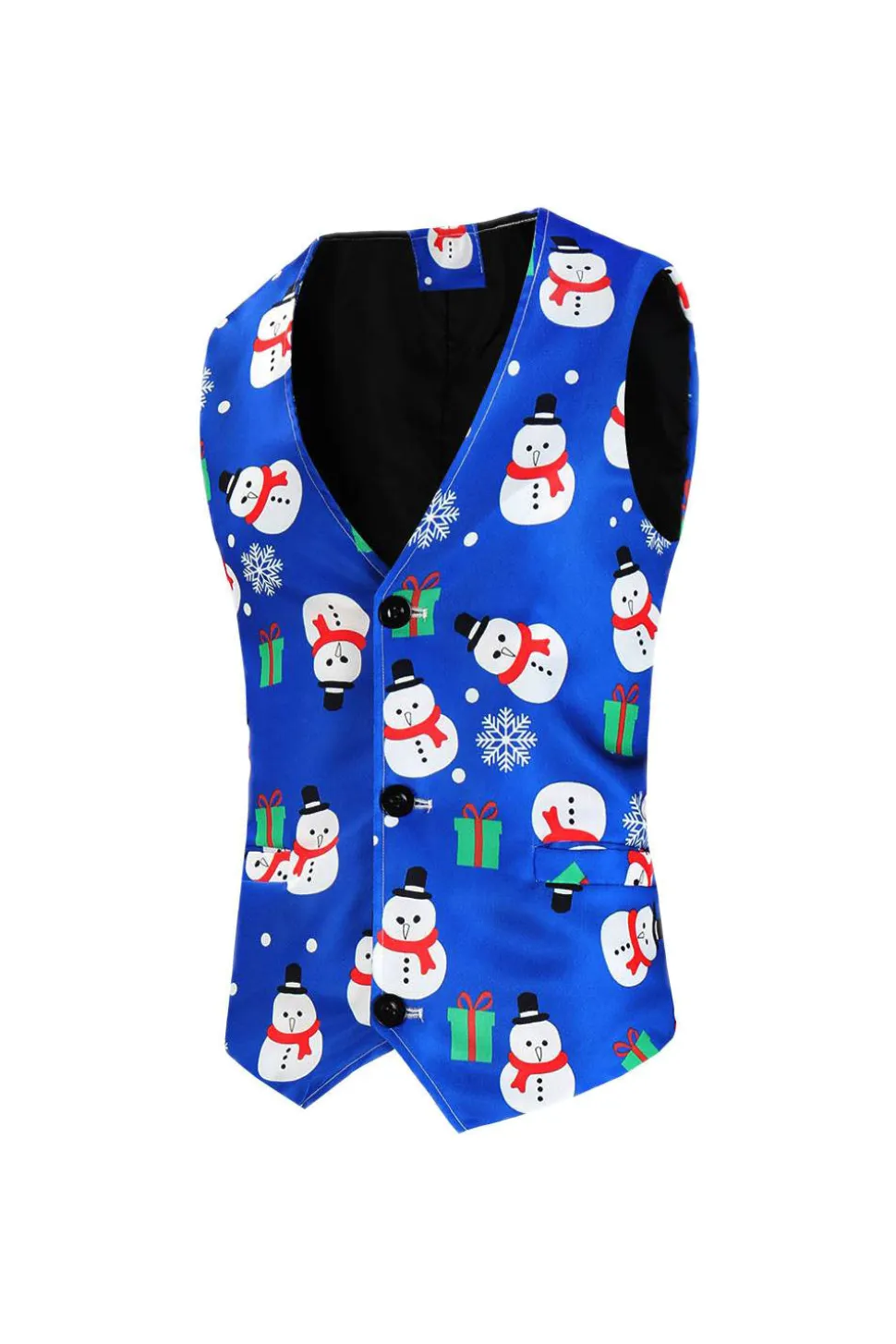 Boneco de neve azul impresso 3 peças ternos de Natal masculinos