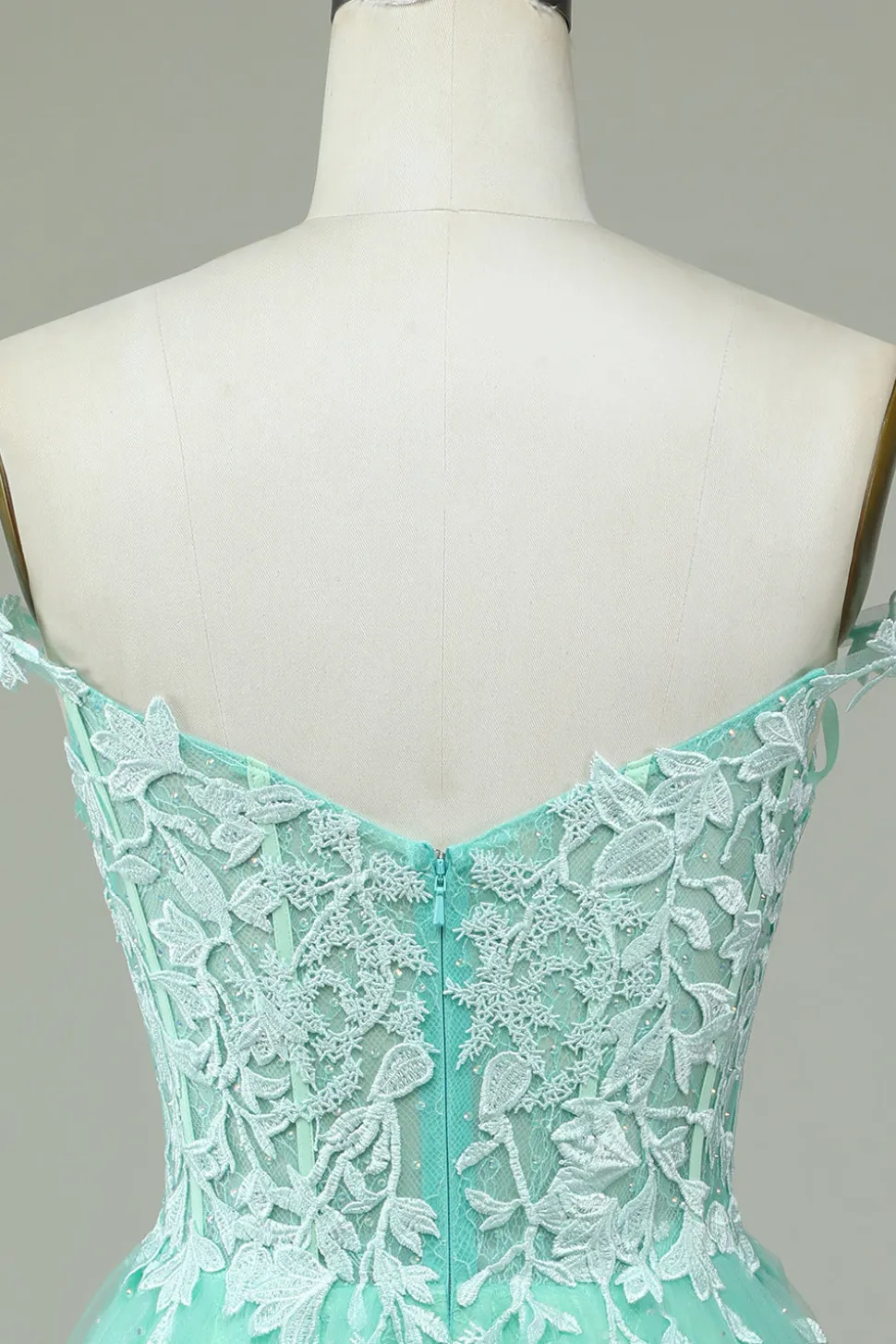 Bonito A Line Spaghetti Straps Mint Vestido Curto Homecoming com Apliques