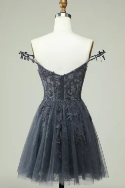 Bonito A Line Spaghetti Straps Mint Vestido Curto Homecoming com Apliques