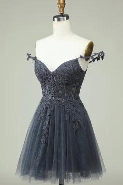 Bonito A Line Spaghetti Straps Mint Vestido Curto Homecoming com Apliques