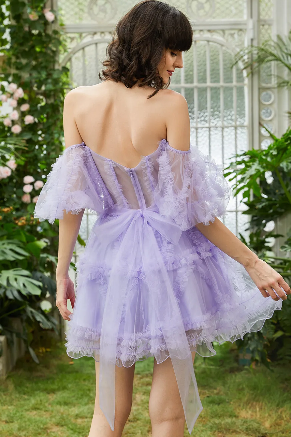 Bonito A linha Blush Tulle Off The Shoulder Short Homecoming Dress