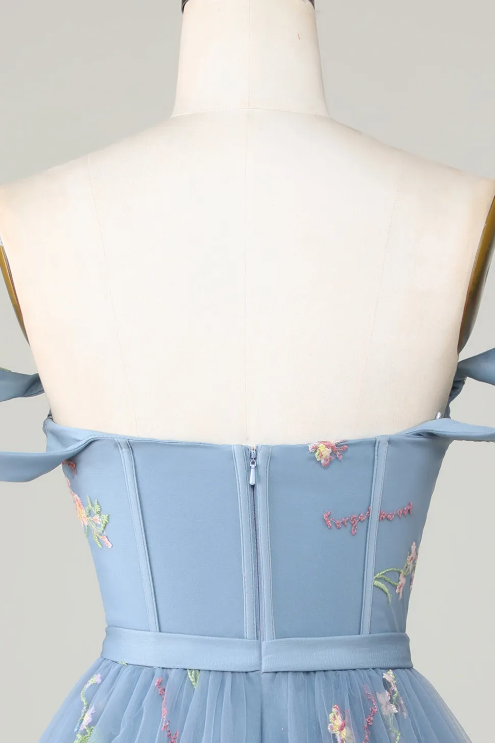 Bonito A Linha Querida Cinzento Azul Vestido Curto Homecoming com Bordado