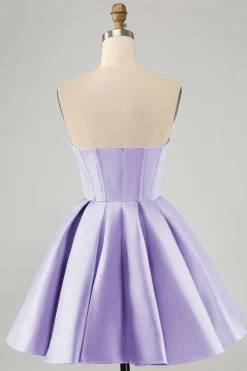 Bonito A Linha Querida Corset Fuchsia Homecoming Vestido com Missangas