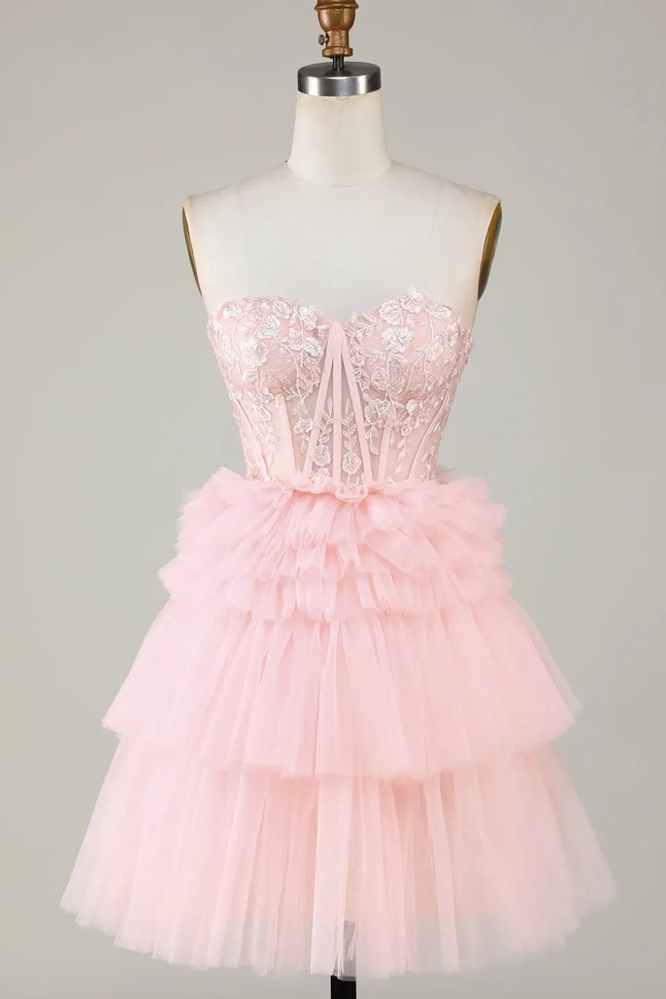 Bonito A-Line Sweetheart Blue Corset Short Homecoming Dress com babados