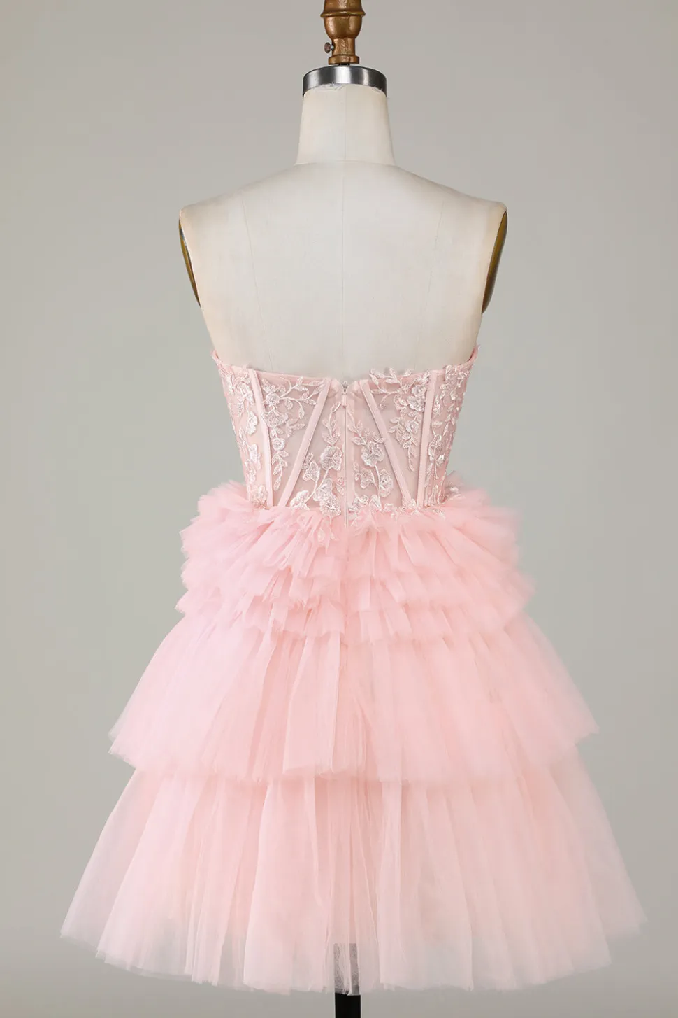 Bonito A-Line Sweetheart Blue Corset Short Homecoming Dress com babados