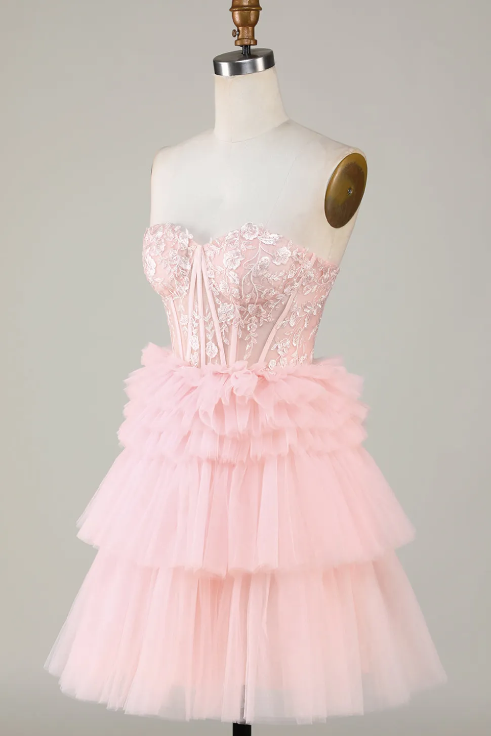 Bonito A-Line Sweetheart Blue Corset Short Homecoming Dress com babados