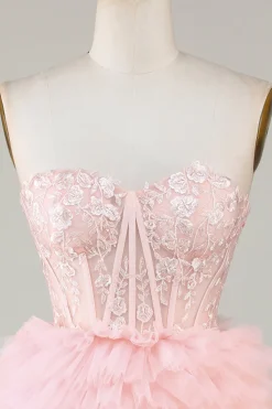Bonito A-Line Sweetheart Blue Corset Short Homecoming Dress com babados