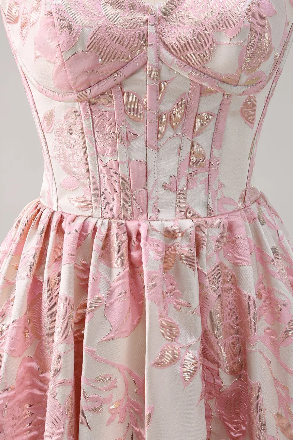 Bonito azul A-Line querida Brocade Corset Long Prom Dress