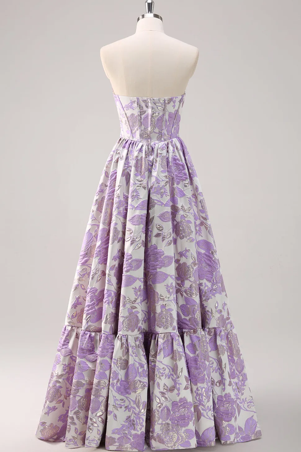 Bonito azul A-Line querida Brocade Corset Long Prom Dress