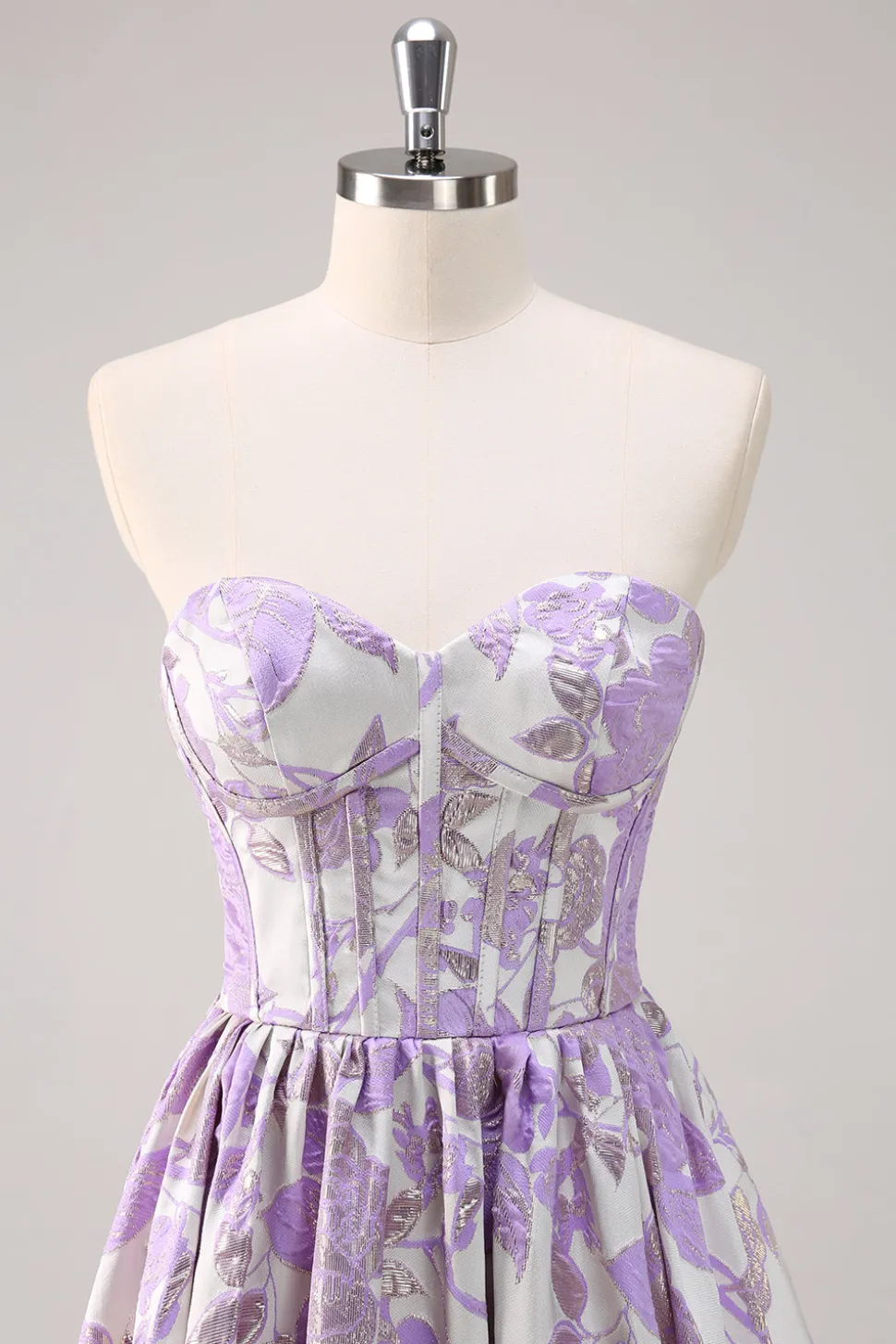 Bonito azul A-Line querida Brocade Corset Long Prom Dress