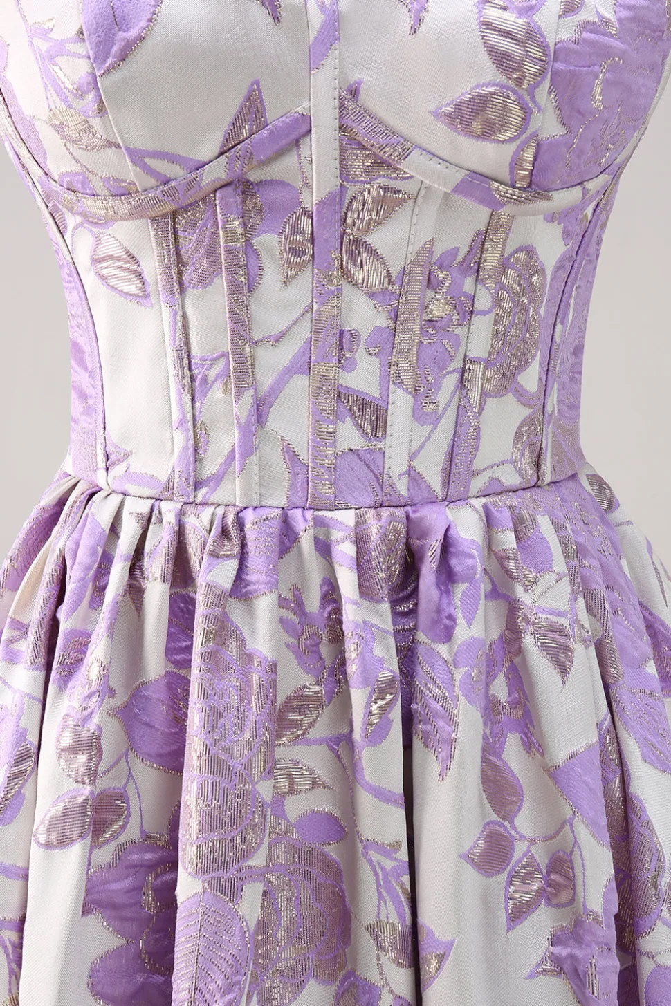Bonito azul A-Line querida Brocade Corset Long Prom Dress