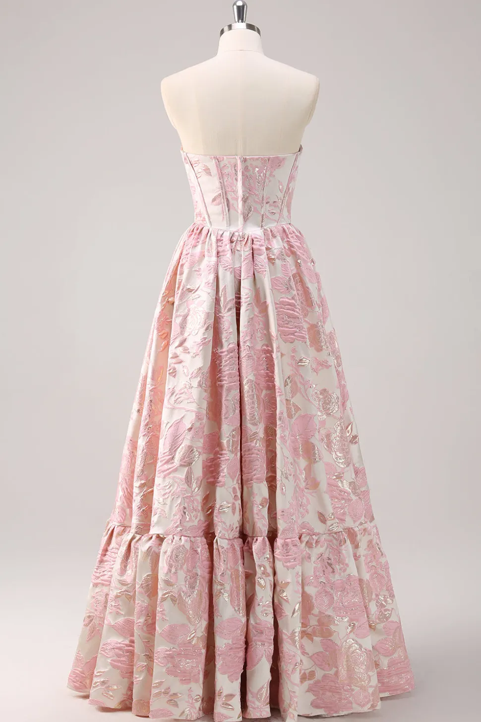 Bonito azul A-Line querida Brocade Corset Long Prom Dress