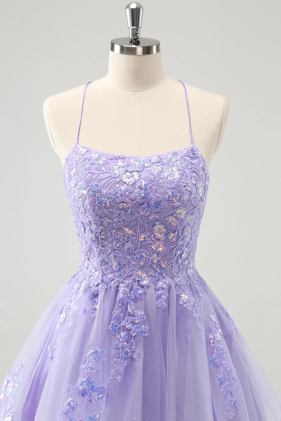 Bonito Glitter Blue A Line Sequins Vestido Curto Homecoming com Apliques