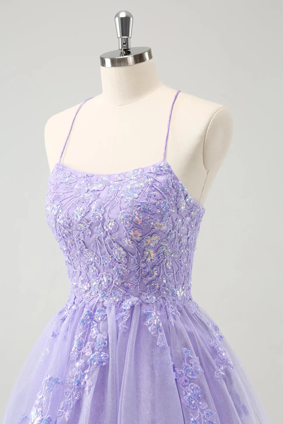 Bonito Glitter Blue A Line Sequins Vestido Curto Homecoming com Apliques