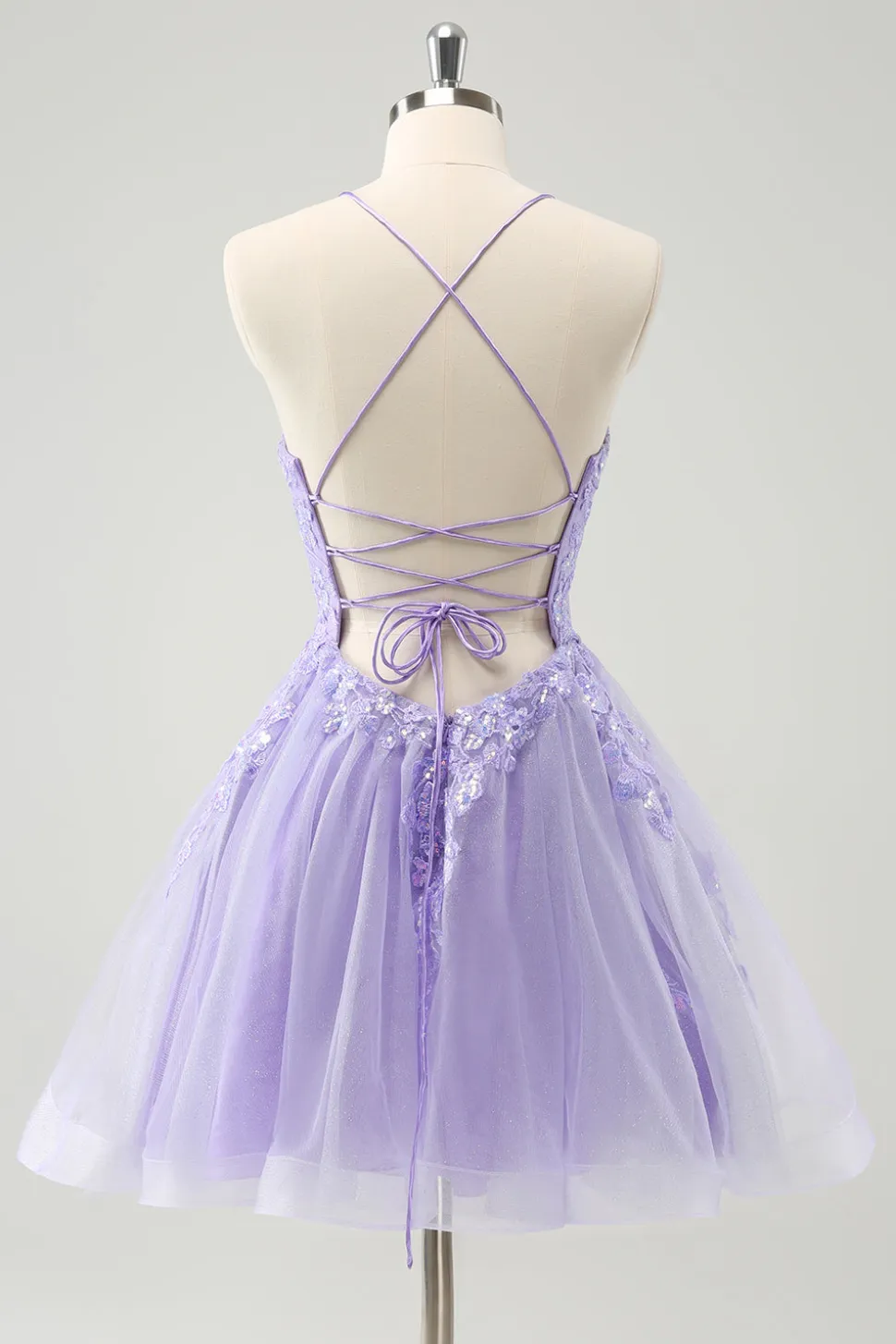 Bonito Glitter Blue A Line Sequins Vestido Curto Homecoming com Apliques