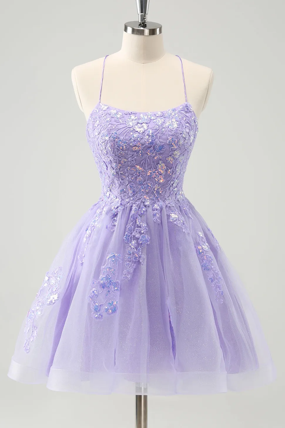 Bonito Glitter Blue A Line Sequins Vestido Curto Homecoming com Apliques