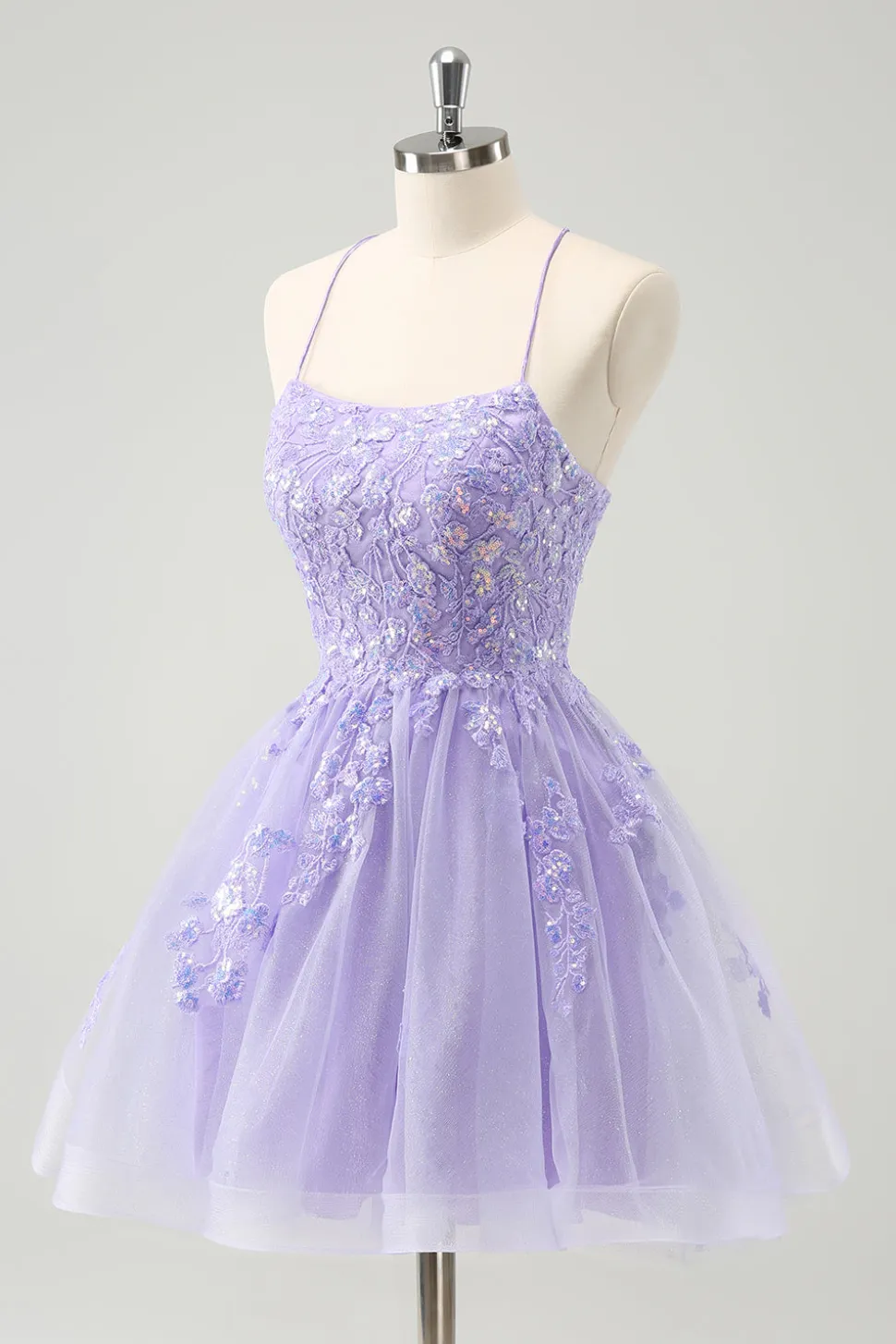 Bonito Glitter Blue A Line Sequins Vestido Curto Homecoming com Apliques