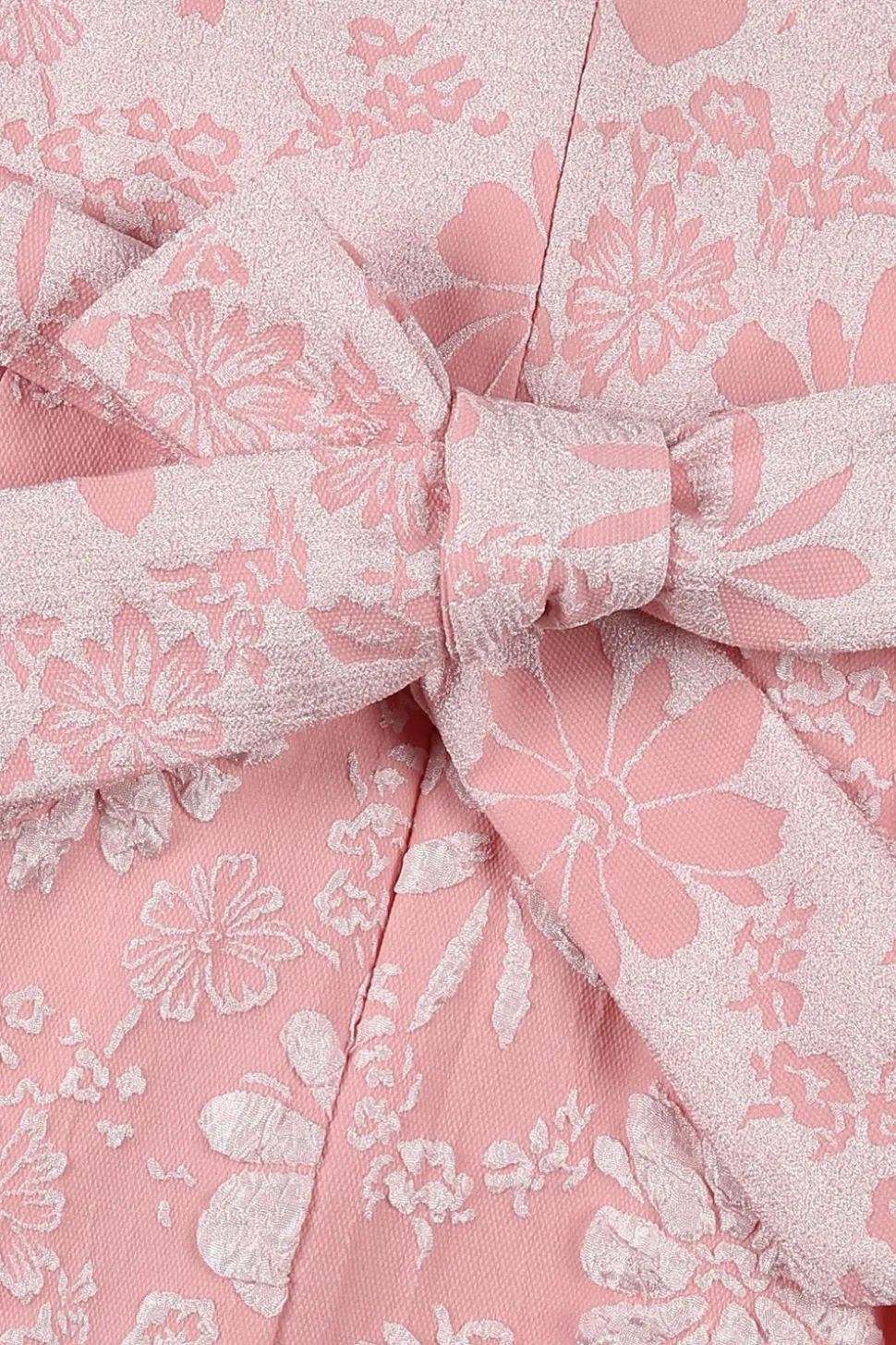 Bonito Pescoço Redondo Rosa Jacquard Vestido de Menina