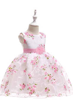 Bonito sem mangas rosa vestido de festa das meninas