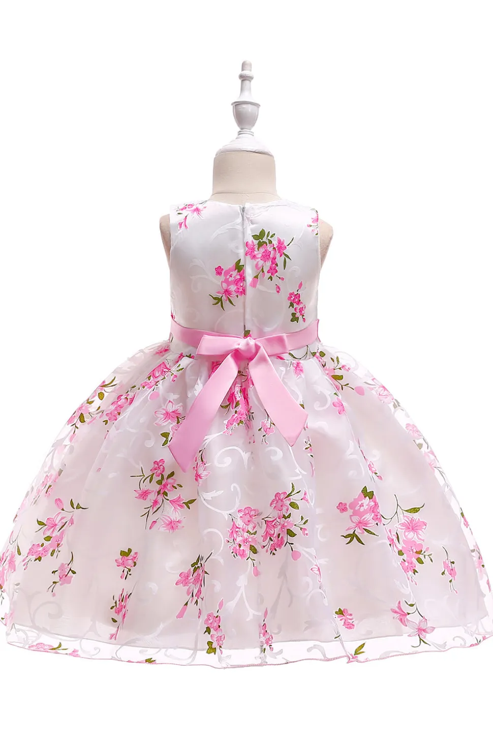 Bonito sem mangas rosa vestido de festa das meninas