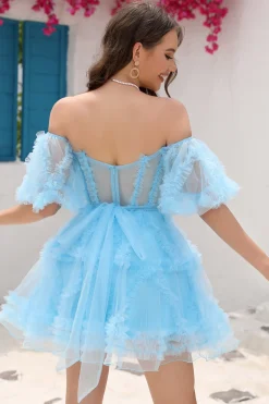 Bonito uma linha fora do ombro rosa tule Homecoming Dress