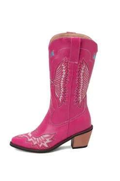 Bordado Preto Médio Calfo Salto Chunky Western Boots