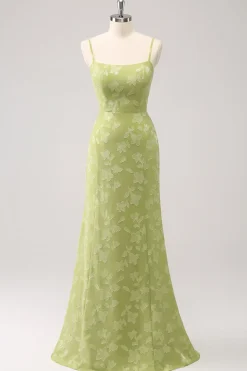 Bordado Verde Sereia Vestido Madrinha com Renda Up Back