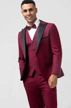 Borgonha 3 Peças Peak Lapel Fatos de Baile de Formatura
